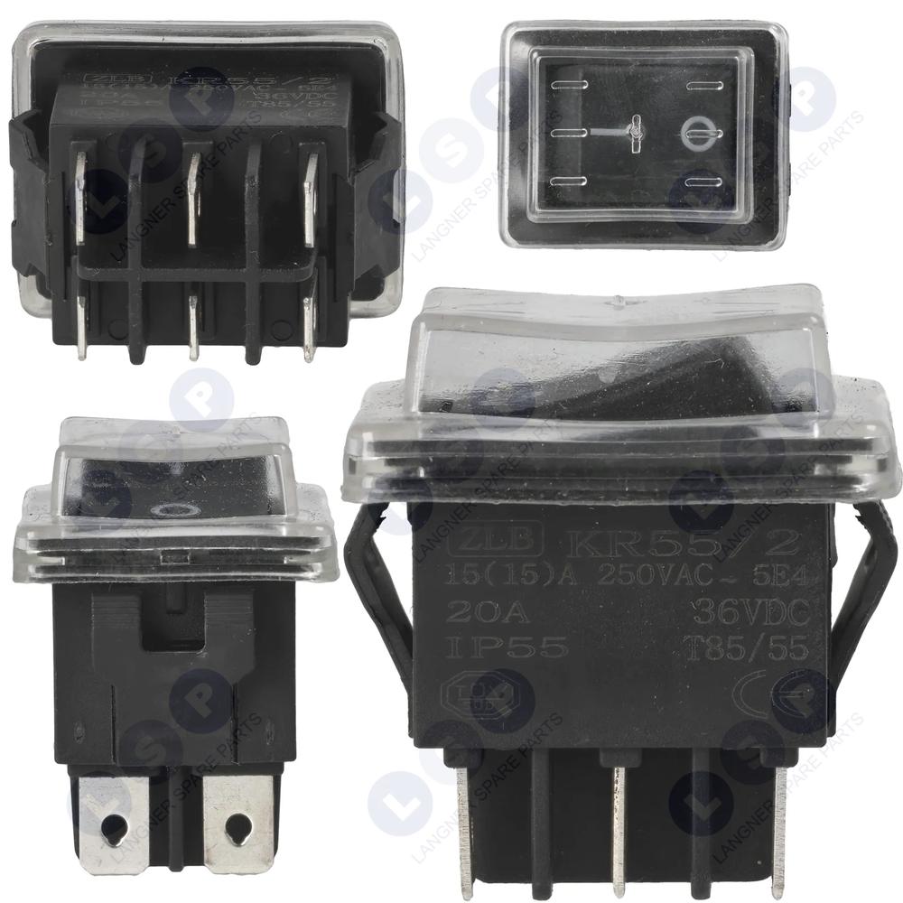 Vodotesný kolískový spínač 6 kontaktov ON - OFF 15A 230V